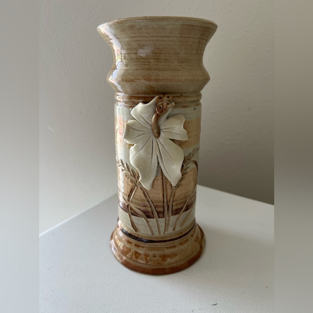 Whole Earth Clay Works | Vintage Tall Vase | Floral